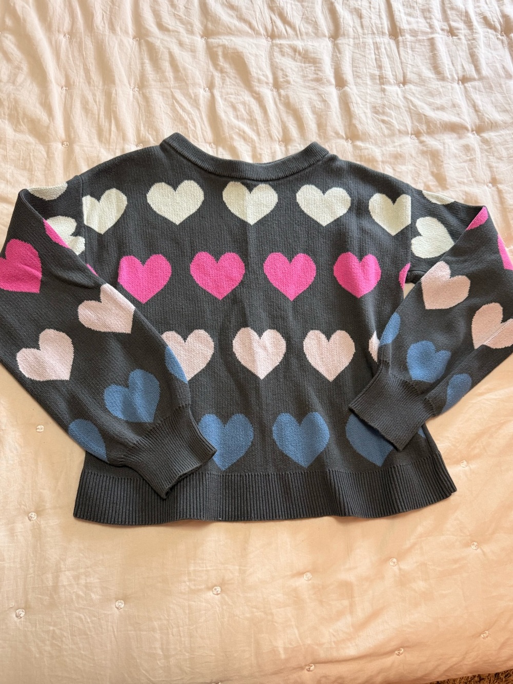 💙🩷GAP Kids Girls Sweater with Pink, Blue, Cream Hearts 🩷💙